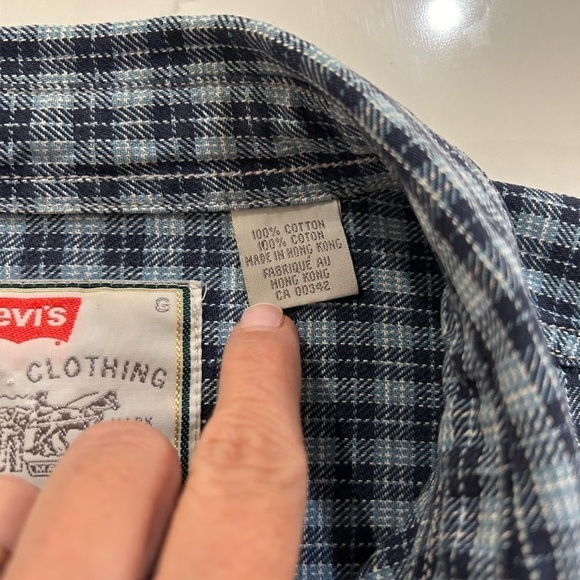 Levi's men buttons down shirt overshirt plaid 100% heavy cotton size Large loose - Picture 6 of 11